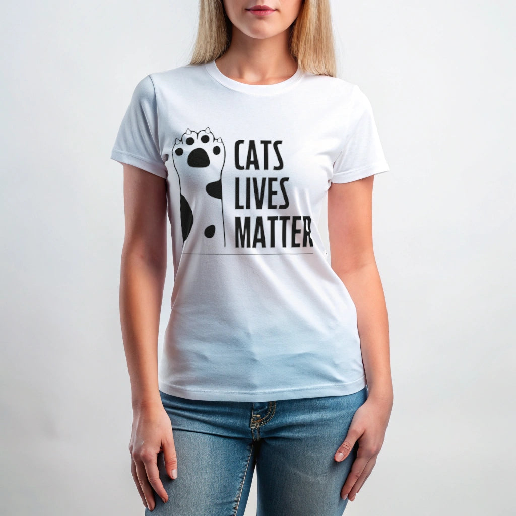 חולצת טריקו מודפסת "Cat Lives Matter Too