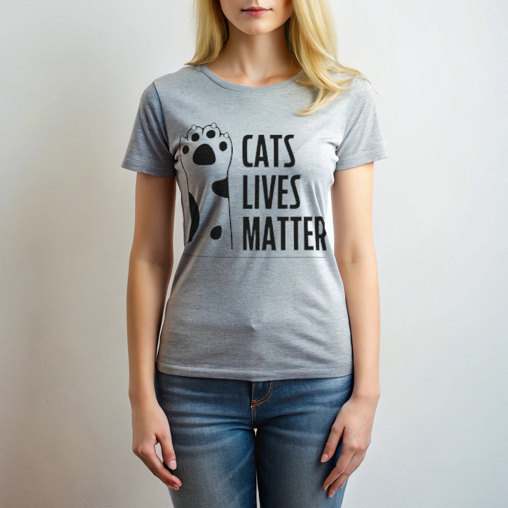 חולצת טריקו מודפסת "Cat Lives Matter Too
