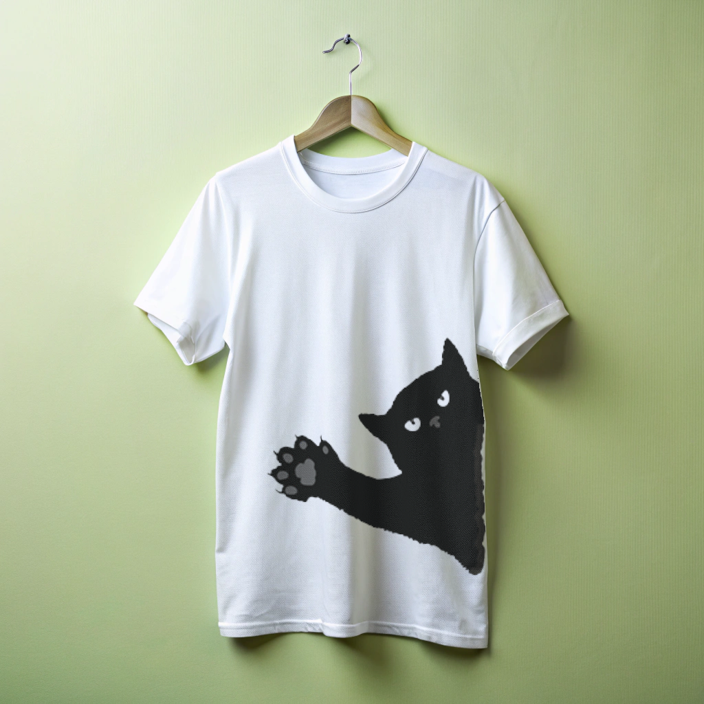 Футболка с принтом Room и черной кошкой сбоку